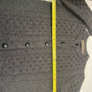 Gray Irish Cable Knit wool Cardigan by Inis Crafts